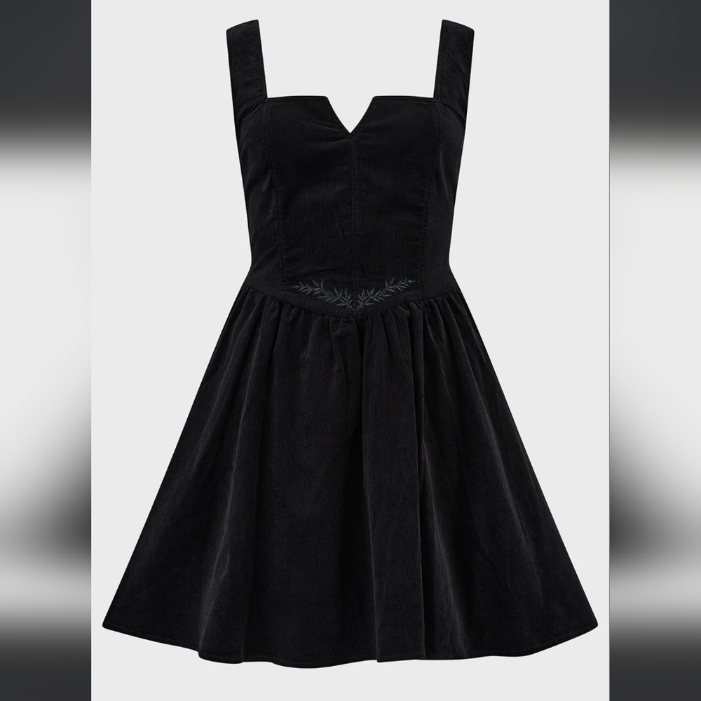 Killstar Black Velvet Mini Dress with Sheer Mesh Yoke - Picture 6 of 8